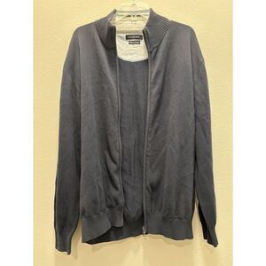 Men's Casa Moda Full Zip Navy Blue Sweater -‎ XL